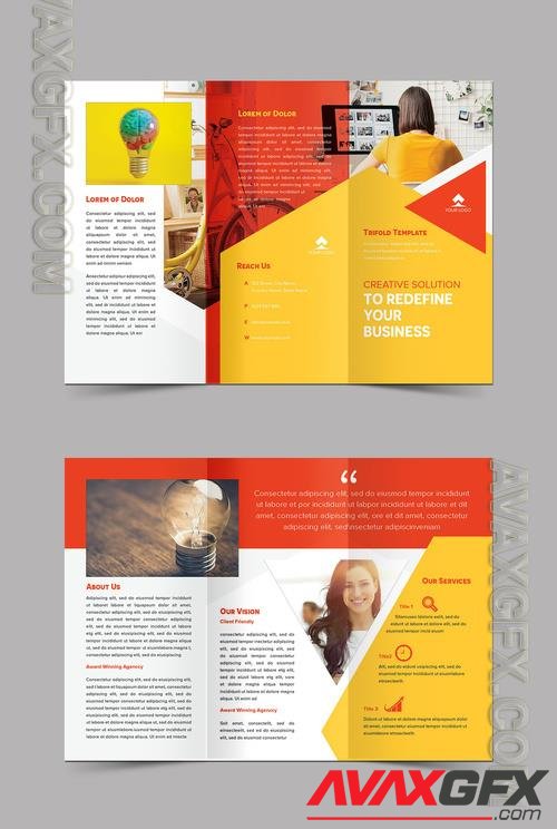 Adobestock - Trifold Brochure with Orange and Yellow Accents 522597364