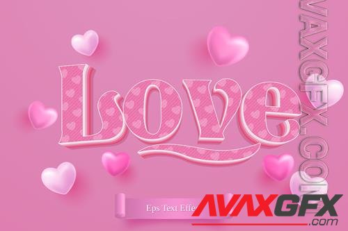 Love, happy valentines day gift card with pink text effect style