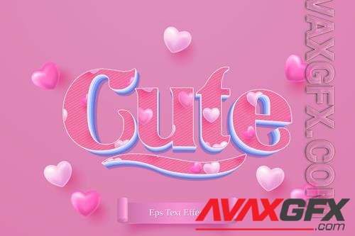 Cute, happy valentines day gift card with pink text effect style