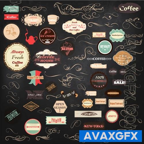 Vector ornaments and labels collection