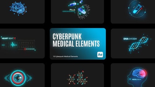 VideoHive - Cyberpunk HUD Medical Elements for After Effects - 43779977