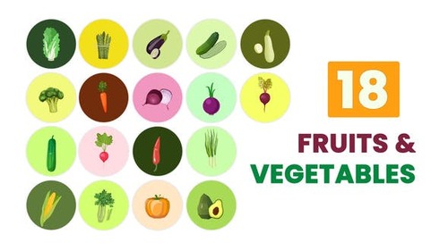 Videohive - Fruits And Vegetables Animated Element Pack After Effects Template 44499444