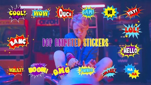 Videohive - Animated Pop Stickers Element Pack After Effects Template 44499573