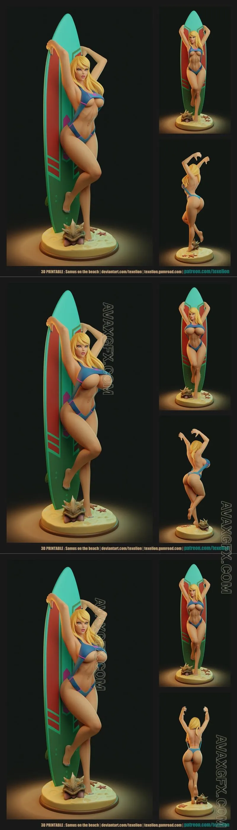 Texelion - Samus Surf Girl - STL 3D Model