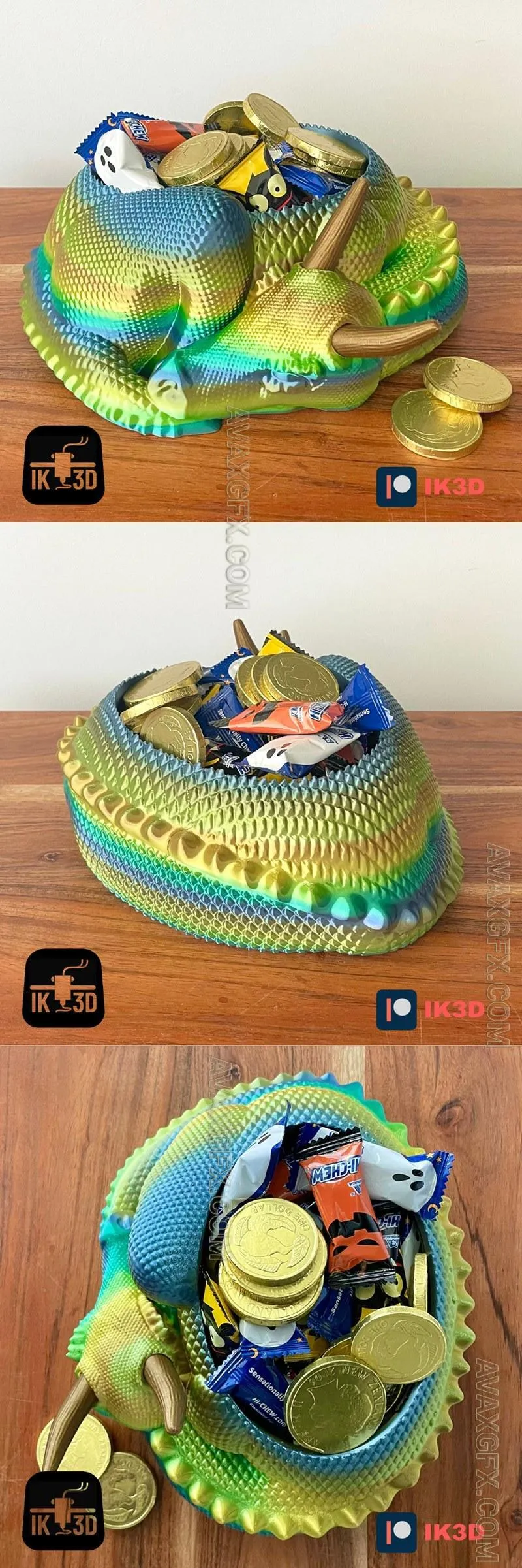 Sleepy Dragon Candy Bowl - STL 3D Model
