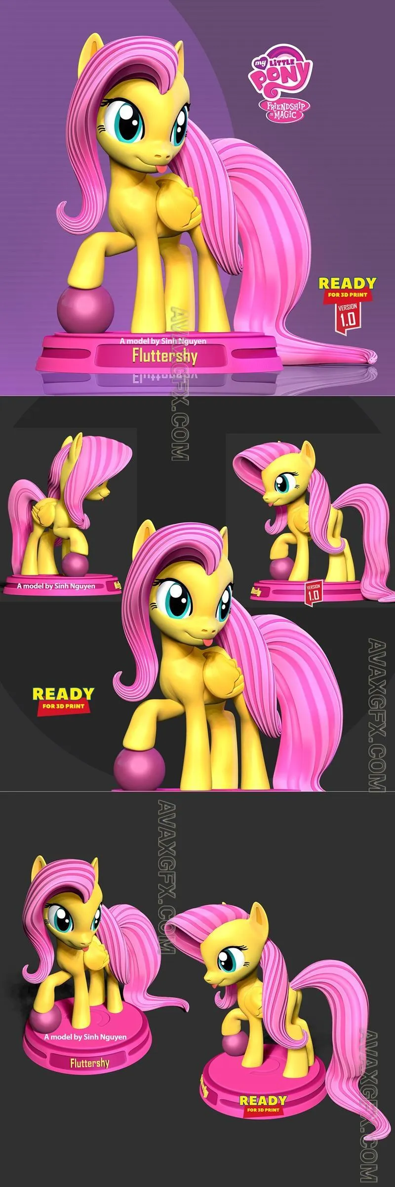 Fluttershy Little Pony (R) - STL 3D Model